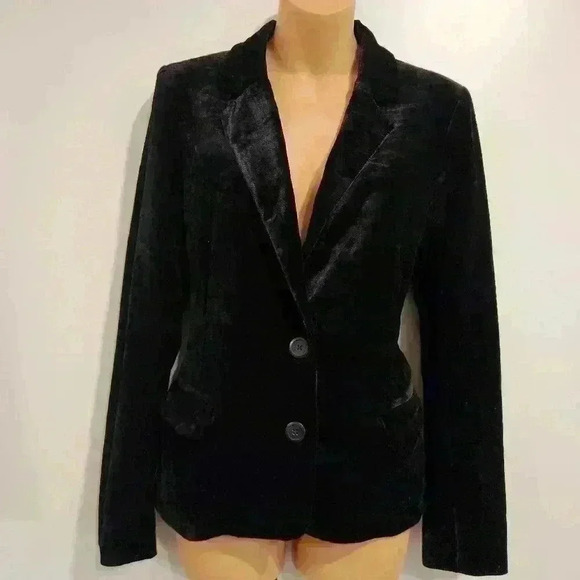 Cupcakes & Cashmere Women's Black Velvet Two-Button Coat Blazer Jacket - Picture 4 of 15